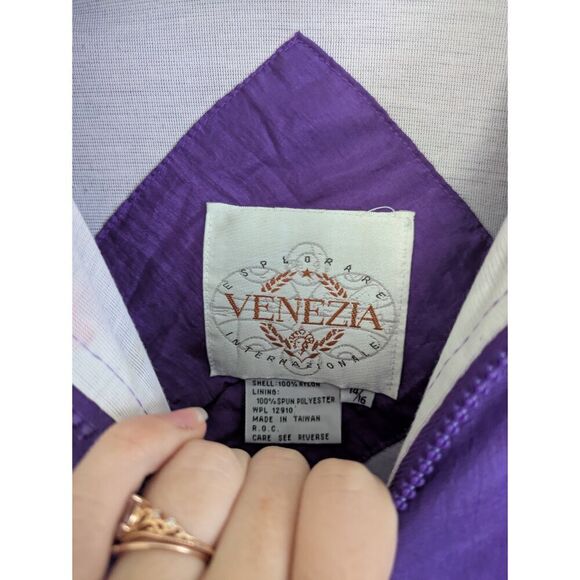 Vintage 80s Venezia Windbreaker Ski Jacket Purple 14/16 - Picture 3 of 3